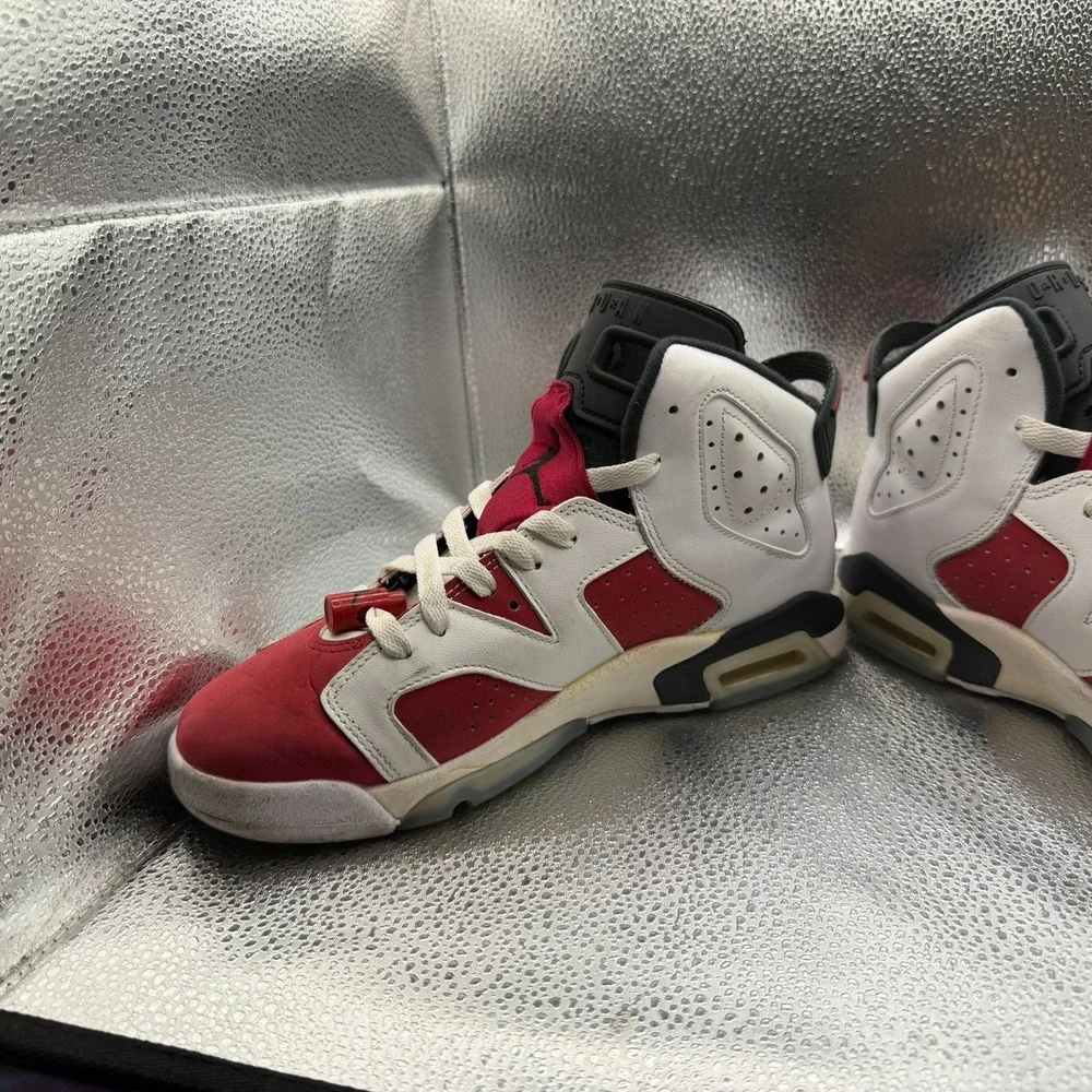 Size 6Y Air Jordan 6 Retro Mid White Carmine Kids Basketball Shoes‎ 384665-106